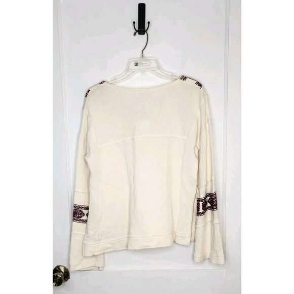 Free People Santa Maria Boho Embroidered Peasant French Terry Top Size Small NWT - Picture 2 of 8